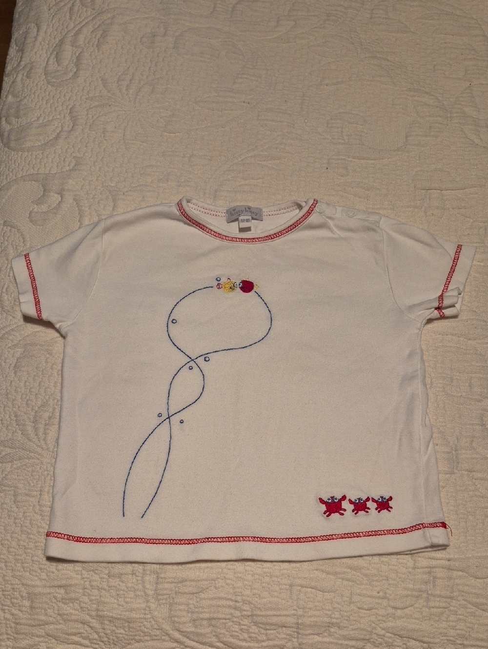 Kissy Kissy boys 12-18 months white short sleeve shirt VGUC